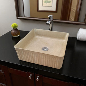 The Armadillo 37.5 x 37.5 x 13cm Sandstone Bespoke Ribbed Concrete Sink Seedleme