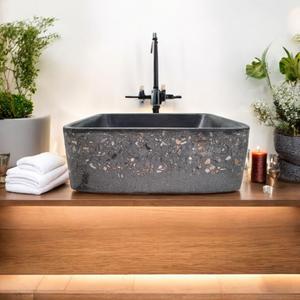 Black Namibian Dream 31 x 31 x 12cm Bespoke Exposed Sink Seedleme
