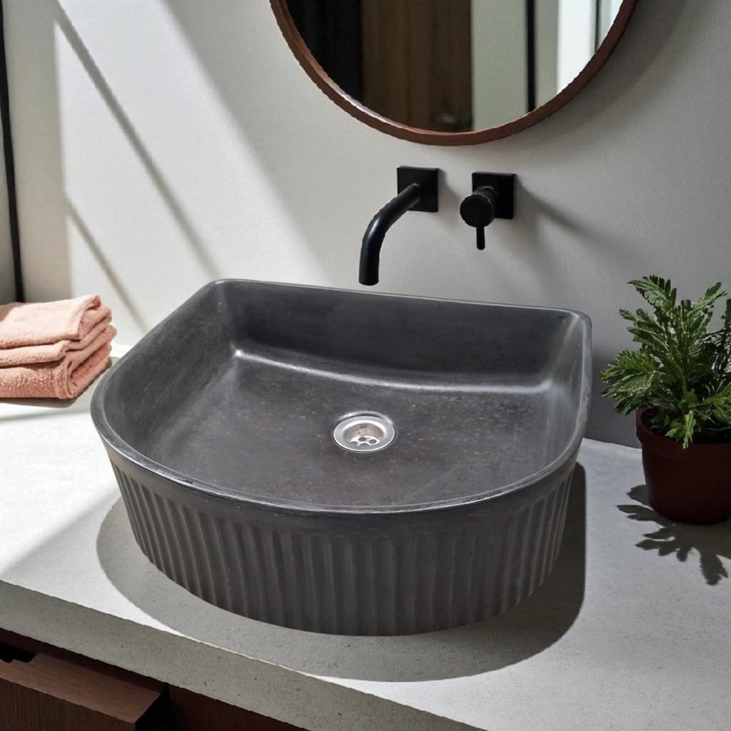 The Aphrodite Black Bespoke Concrete Sink 40 x 37.5 x 12.5cm Seedleme