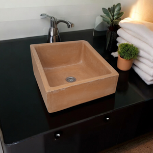 Bespoke Burnt Orange Concrete Slanting Pyramid Sink 360 x 365mm(Made to Order)