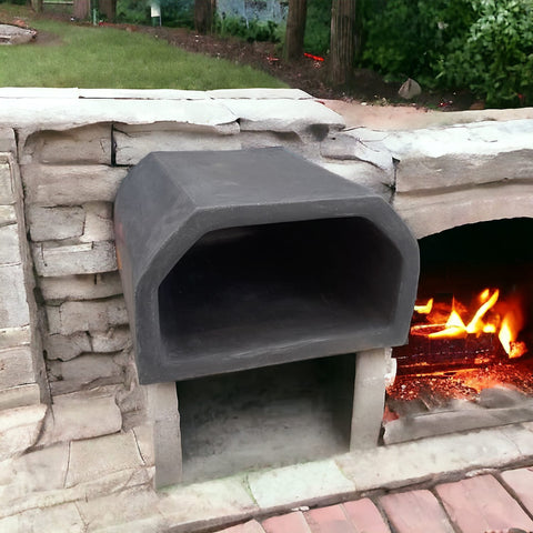 Image of Black Wood Fire Mini Pizza/Braai Oven - Made from Refractory Concrete