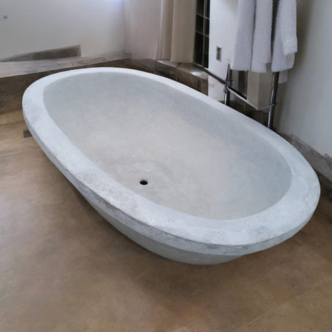 Image of Silverland Grey Concave Concrete Bath 187.5 x 119 x 52cm