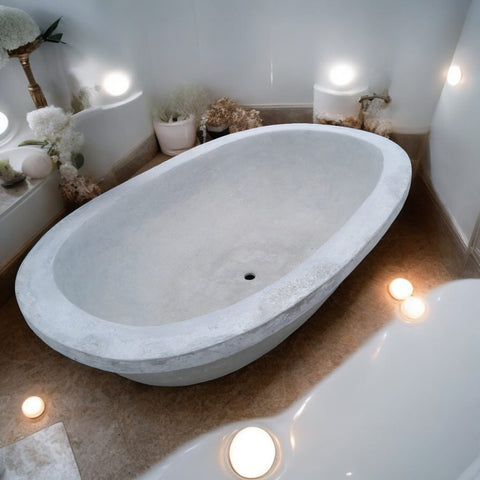 Image of Silverland Grey Concave Concrete Bath 187.5 x 119 x 52cm