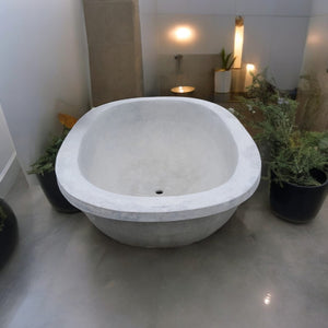 Silverland Grey Concave Concrete Bath 187.5 x 119 x 52cm