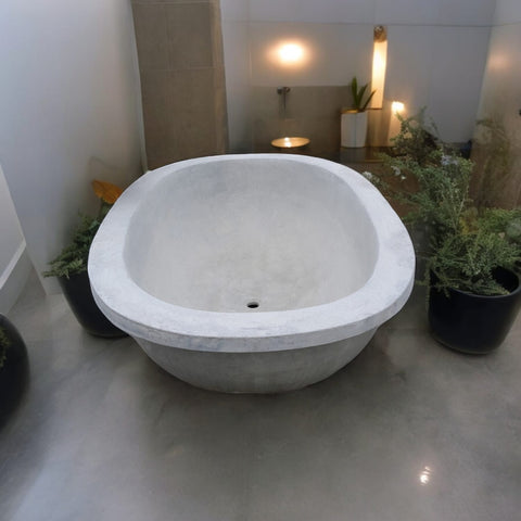 Image of Silverland Grey Concave Concrete Bath 187.5 x 119 x 52cm