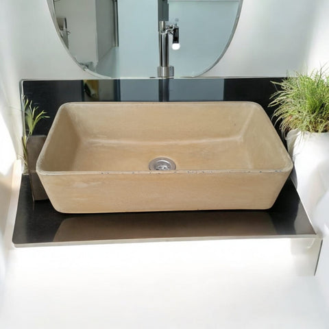 Image of Aquatina Sandstone Concrete Basin 47 x 23.5 x 12cm