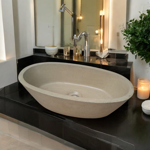 Image of Calypso Sandstone Bespoke Concrete Basin 56 x 29.5 x 15cm