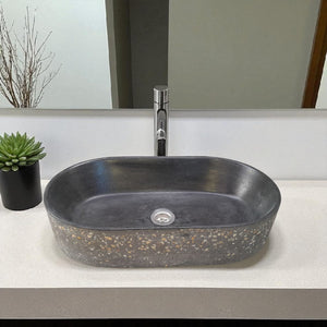 Gaia's Ark Black Namibian Dream Bespoke Concrete Sink 53 x 30 x 11.5cm