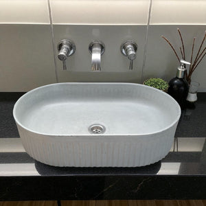The Triton Grey 50.5 x 32 x 12cm Bespoke Ribbed Concrete Sink