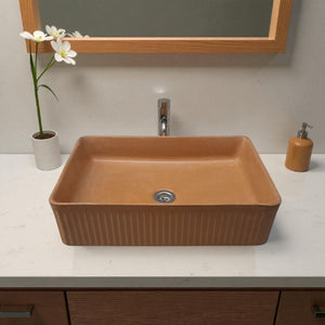 The Abalone Burnt Orange Bespoke Concrete Sink 50 x 34 x 13cm