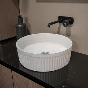 The Pangolin Bespoke Ivory Round Ribbed Sink 36 x 11.5