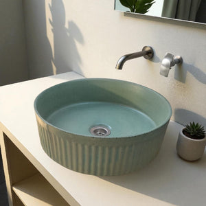 The Pangolin Bespoke Green Round Ribbed Sink 36 x 11.5