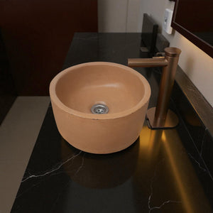 Burnt Orange Round Bespoke Concrete Sink 30 x 30 x 13cm
