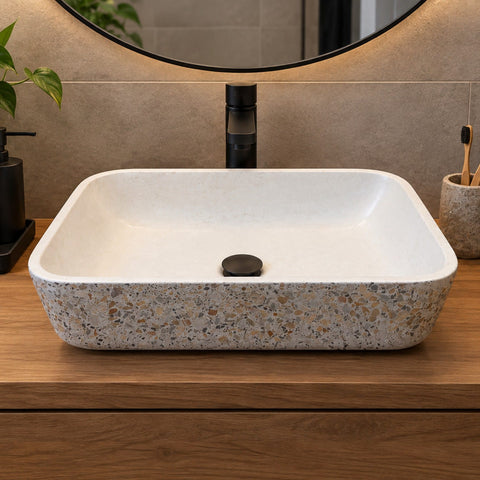 Image of Ivory Namibian Dream Concave Rectangle Basin 52 x 40 x 13cm