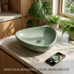 Angels Egg Bespoke Green Basin 50 x 41 x 11.5cm (Made to Order)