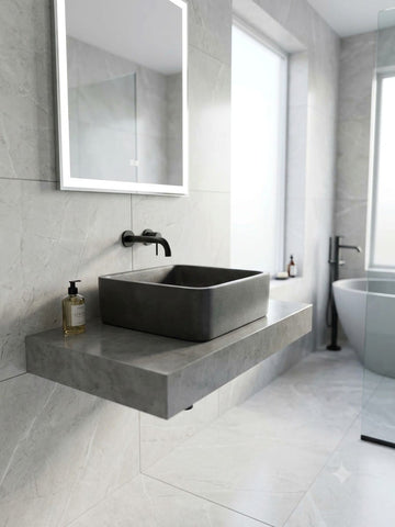 Image of Black Concrete Countertop Butler Sink 36 x 36 x 12cm