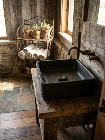 Image of Black Concrete Countertop Butler Sink 36 x 36 x 12cm