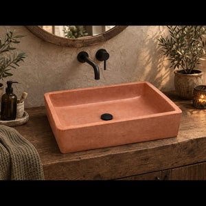 Terracotta Concrete Sink for Kitchen or Bathroom 60.5 x 41 x 13cm