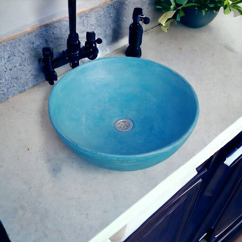 Image of Ocean Blue Round Concave Bespoke Sink 42 x 42 x 14cm Seedleme