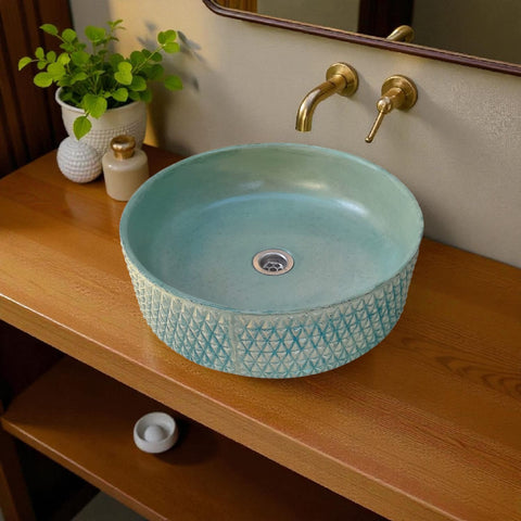Image of The Emerald Dream Bespoke Green Concrete Sink 39.5 x 11.5cm Seedleme