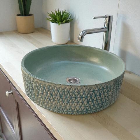 Image of The Emerald Dream Bespoke Green Concrete Sink 39.5 x 11.5cm Seedleme