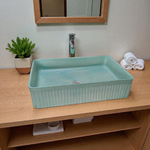The Abalone Green Bespoke Concrete Sink 50 x 34 x 13cm Seedleme