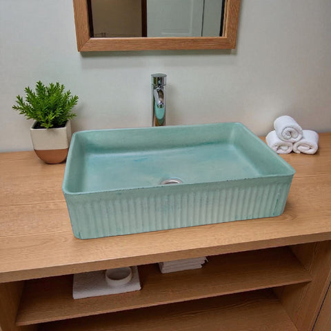 Image of The Abalone Green Bespoke Concrete Sink 50 x 34 x 13cm Seedleme
