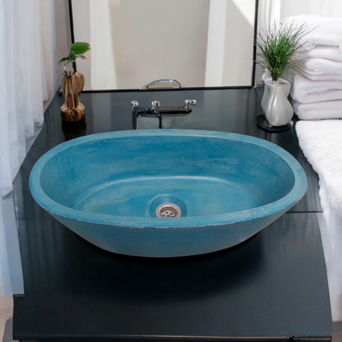 Image of Calypso Blue Bespoke Concrete Basin 56 x 29.5 x 15cm Seedleme