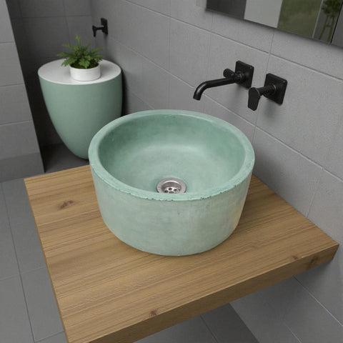Image of Green Round Bespoke Concrete Sink 30 x 30 x 13cm Seedleme