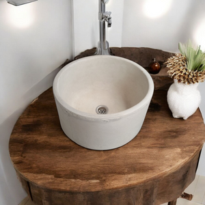 Ivory Concrete Round Flat Bespoke Countertop Basin/Sink 40 x 40 x 20cm Seedleme