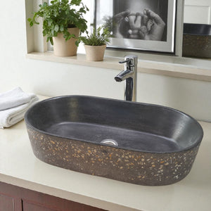 Gaia's Ark Black Namibian Dream Bespoke Concrete Sink 53 x 30 x 11.5cm Seedleme