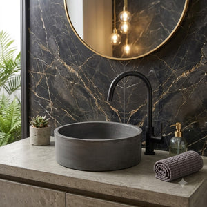 Charcoal Round Cement Countertop Sink 40 x 12 cm