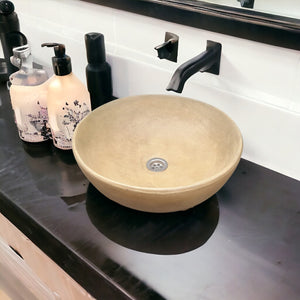Sandstone Concrete Round Handmade Basin Countertop Butler Sink 42 x 42 x 14cm - Seedleme