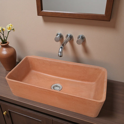 Image of Aquatina Terracotta Bespoke Concrete Basin 47 x 23.5 x 12cm Seedleme