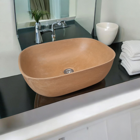Image of Burnt Orange Concrete Aquadite Bathroom Sink 50 x 40.5 x 14.5cm Seedleme