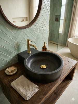 The Good Lukkah Bespoke Black Concrete Sink 56 x 42.5 x 12cm