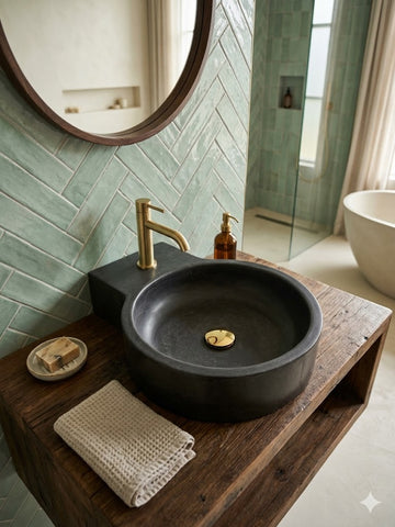 Image of The Good Lukkah Bespoke Black Concrete Sink 56 x 42.5 x 12cm