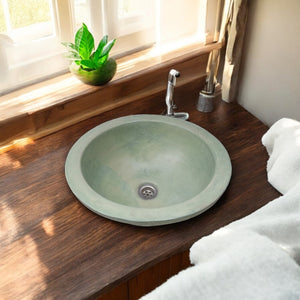 Green Bespoke Round Drop-In Basin 43 x 43 x15 cm