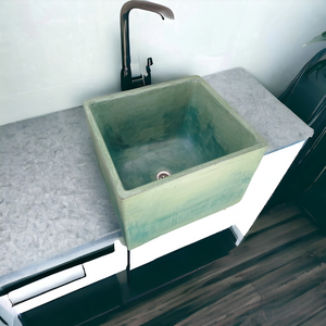 Large Green Bespoke Concrete Butler Basin 45 x 40 x 31cm (Made to Order)