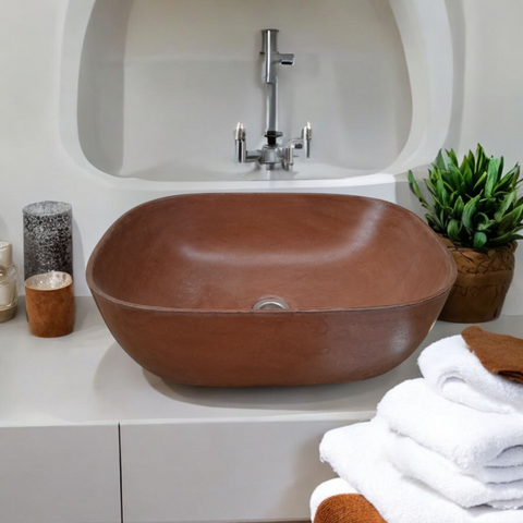 Image of Choc Plum Concrete Aquadite Bathroom Sink 50 x 40.5 x 14.5cm Seedleme