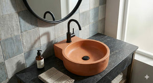 The Good Lukkah Bespoke Terracotta Concrete Sink 56 x 42.5 x 12cm