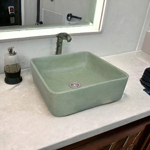 Green Concrete Handmade Countertop Basin 36 x 36 x 12cm (Made to Order)