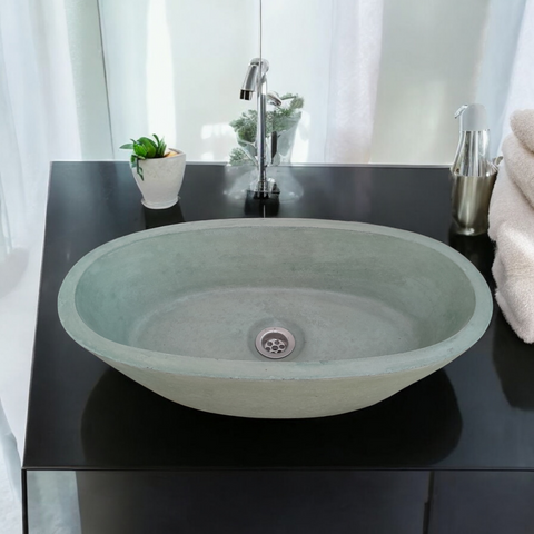 Image of Calypso Green Bespoke Concrete Basin 56 x 29.5 x 15cm Seedleme