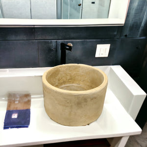 Sandstone Round Concrete Countertop Sink Hade Made Bespoke Basin 40cm x 40cm x 20cm high