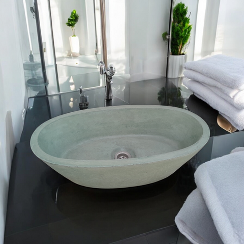 Image of Calypso Green Bespoke Concrete Basin 56 x 29.5 x 15cm Seedleme