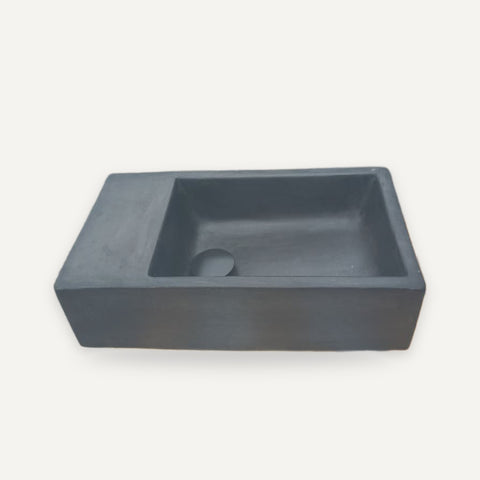 Image of Rectangle Concrete Basin – Black – 42 x 24 x 11.5cm – handmade concrete basin by Seedleme, Cape Town – view 1
