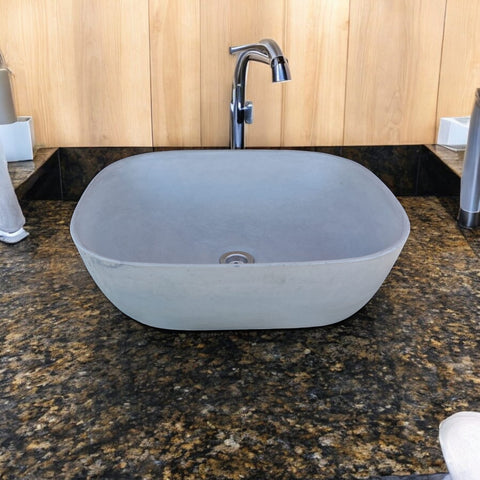 Image of Grey Concrete Aquadite Bathroom Sink 50 x 40.5 x 14.5cm Seedleme