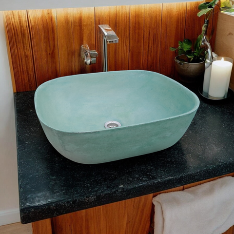Image of Green Concrete Aquadite Bathroom Sink 50 x 40.5 x 14.5cm Seedleme