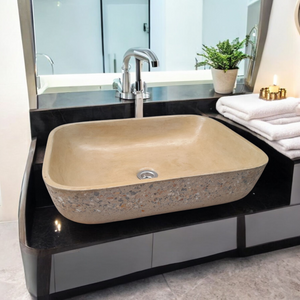 Sandstone Namibian Dream Concave Rectangle Concrete Sink 52 x 40 x 13cm Seedleme