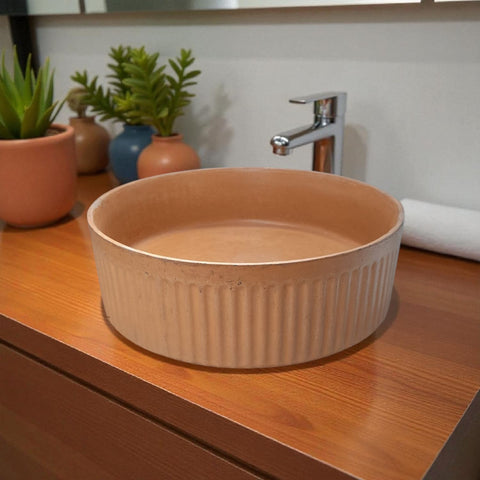 Image of The Pangolin Bespoke Burnt Orange Round Ribbed Sink 36 x 11.5 Seedleme
